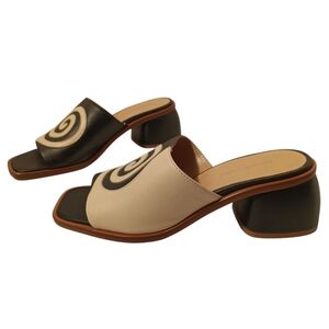 Paloma Wool Sandals Women's Size 38 (7.5-8) Black & Beige Tornado Spiral Mules